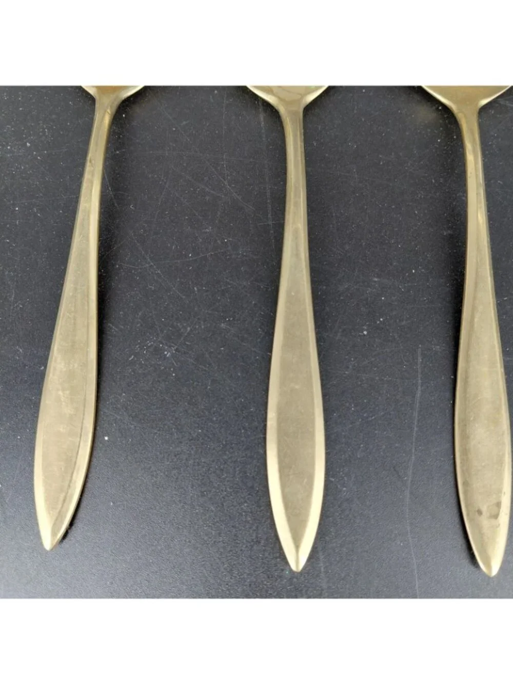 Dirigold Regal Spoon Set 5 Dirilyte Alloy Gold Table Flatware Satin MCM Sweden